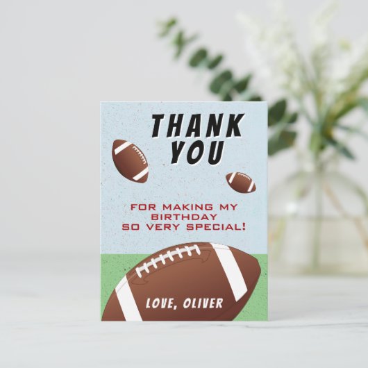 American Football Ball Birthday Danke Postkarte (Stehend Vorderseite)