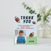 American Football Ball Birthday Foto Vielen Dank Postkarte (Stehend Vorderseite)
