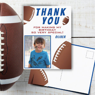 American Football Ball Birthday Foto Vielen Dank Postkarte