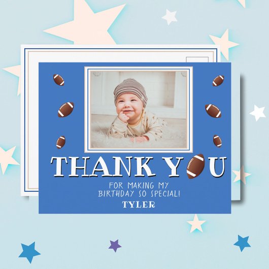 American Football Ball Birthday Foto Vielen Dank Postkarte