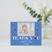 American Football Ball Birthday Foto Vielen Dank Postkarte (Stehend Vorderseite)