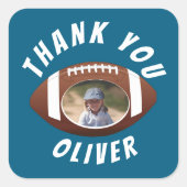 American Football Ball Birthday Foto Vielen Dank Quadratischer Aufkleber (Vorderseite)