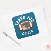 American Football Ball Birthday Foto Vielen Dank Quadratischer Aufkleber (Umschlag)
