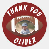 American Football Ball Birthday Foto Vielen Dank Runder Aufkleber (Vorderseite)