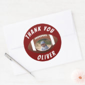 American Football Ball Birthday Foto Vielen Dank Runder Aufkleber (Umschlag)