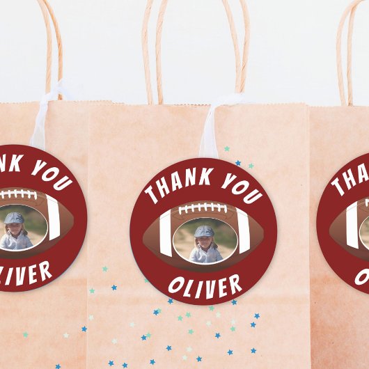 American Football Ball Birthday Foto Vielen Dank Runder Aufkleber