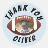 American Football Ball Birthday Foto Vielen Dank Runder Aufkleber (Vorderseite)