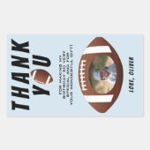 American Football Ball Birthday Photo Thank you Rechteckiger Aufkleber (Vorderseite)