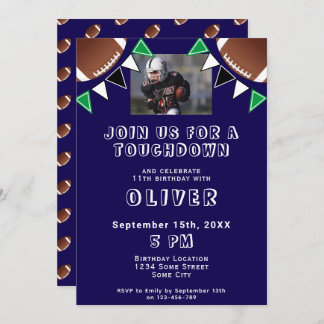 American Football Ball Flags Foto Geburtstagsparte Einladung