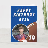American Football Ball Foto Happy Birthday Dankeskarte (Vorderseite)