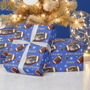 American Football Ball Frohe Weihnachts-Foto Geschenkpapier
