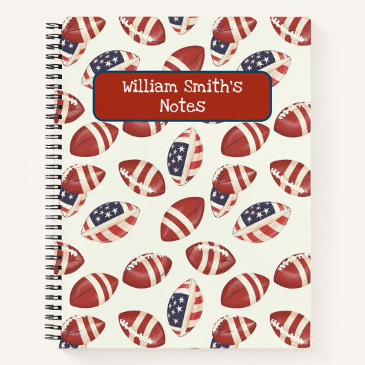 American Football Ball I USA Flag Zurück zur Schul Notizblock (Vorderseite)