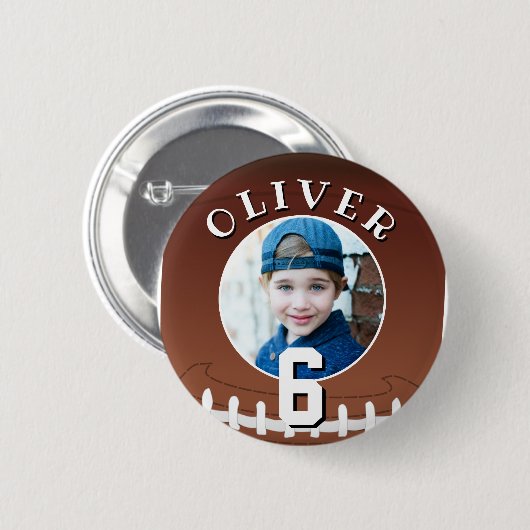 American Football Ball Kindergeburtstag Age Foto Button (Vorne & Hinten)