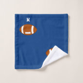 American Football Ball & Monogram on Royal Blue Badhandtuch Set (Waschlappen)