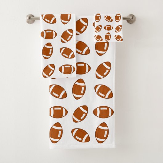 American Football Ball Pattern auf Weiß Badhandtuch Set (Insitu)