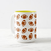 American Football Ball Pattern auf Weiß Zweifarbige Tasse (Vorderseite Links)