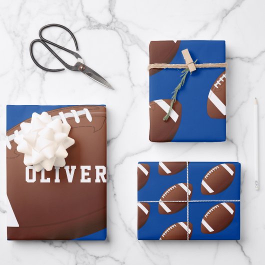 American Football Ball Pattern Kids Geschenkpapier Set (Vorderseite)