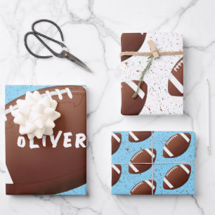 American Football Ball Pattern Kindergeburtstag Geschenkpapier Set