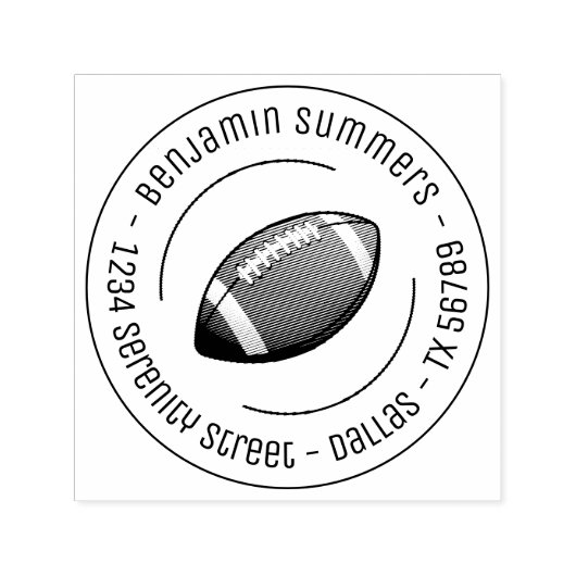 American Football Ball Round Address Permastempel (Design)