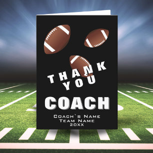 American Football Ball Schwarz Danke Trainer Karte