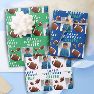 American Football Ball Sport Kinder Geburtstagsfot Geschenkpapier Set