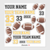 American Football Ball Team Name Aufkleber (Blatt)