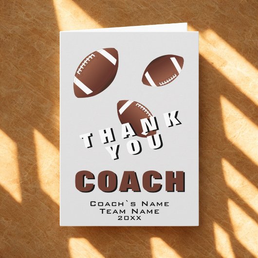 American Football Ball Vielen Dank Coach Card Dankeskarte