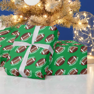 American Football Bälle Name Grün Weihnachten  Geschenkpapier