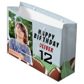 American Football Balls Birthday Foto Große Geschenktüte (Vorderseite Schrägansicht)