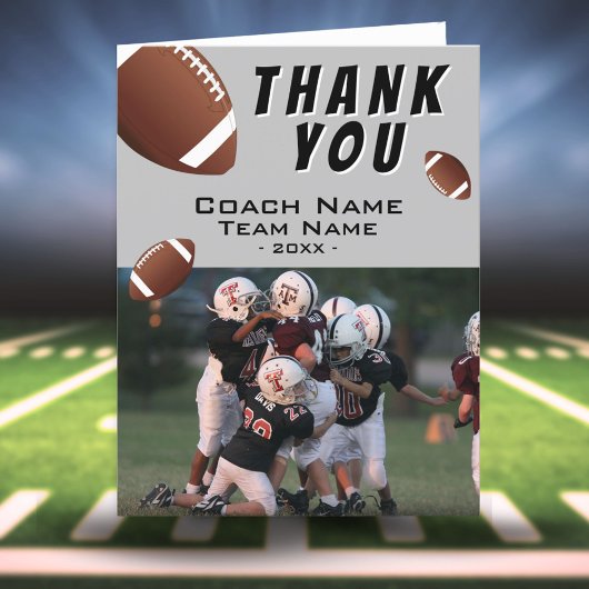 American Football Balls Coach Photo Dankeskarte