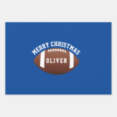 American Football Balls Name Blue Christmas Geschenkpapier Set (Vorderseite)