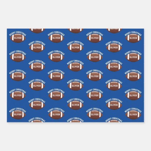 American Football Balls Name Blue Christmas Geschenkpapier Set (Vorderseite 2)