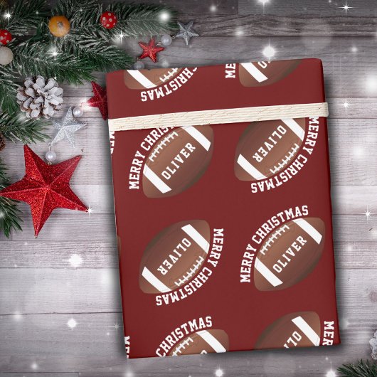 American Football Balls Name Red Christmas Geschenkpapier