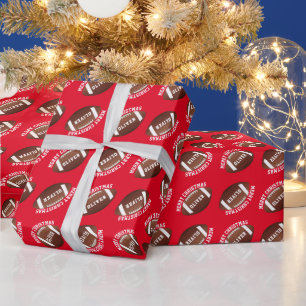 American Football Balls Name Red Christmas Geschenkpapier