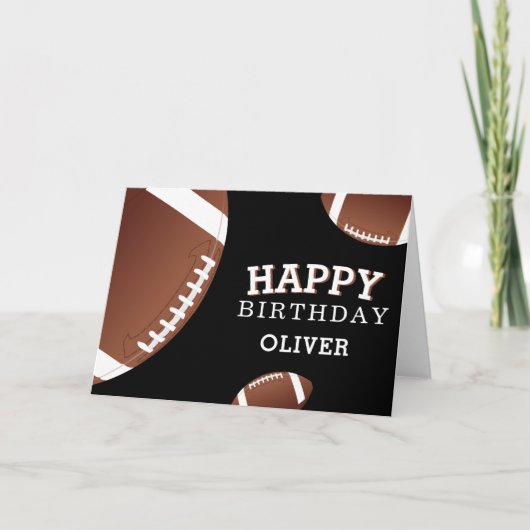 American Football Balls Sports Happy Birthday Kids Karte (Vorderseite)