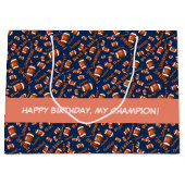 American Football Balls und Inspiration Text Große Geschenktüte (Vorderseite)