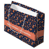 American Football Balls und Inspiration Text Große Geschenktüte (Vorderseite Schrägansicht)