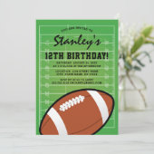 American Football Birthday | Blue Jersey Einladung (Stehend Vorderseite)