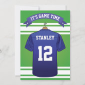 American Football Birthday | Blue Jersey Einladung (Rückseite)