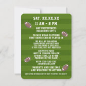 American Football Birthday Party Foto Einladung (Rückseite)