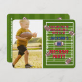 American Football Birthday Party Foto Einladung (Vorne/Hinten)