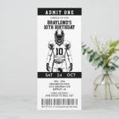 American Football Birthday Ticket Einladung (Stehend Vorderseite)