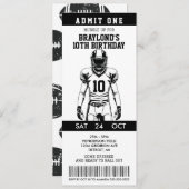 American Football Birthday Ticket Einladung (Vorne/Hinten)