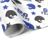 American Football Blue and Black Muster Geschenkpapier (Rolleneckpunkt)