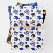 American Football Blue and Black Muster Geschenkpapier Set (Beispiel)