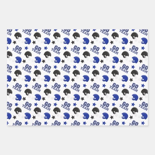 American Football Blue and Black Muster Geschenkpapier Set (Vorderseite)