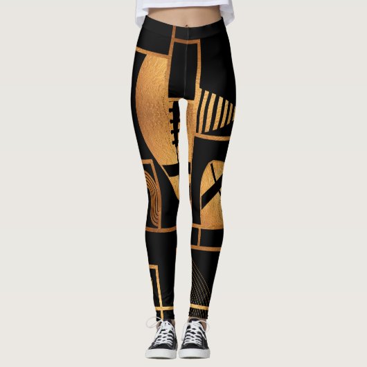 American Football Bronze Geometric Abstrakt Leggings (Vorderseite)