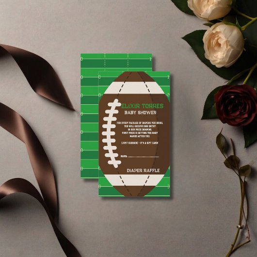 American Football Brown & Green Color Baby Dusche Begleitkarte