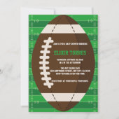 American Football Brown & Green Color Baby Dusche Einladung (Vorderseite)