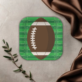 American Football Brown & Green Color Baby Dusche Pappteller